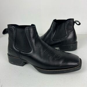 Ariat Booker Ultra Chukka Boots Square Toe Black Leather Size 10.5D